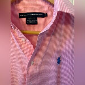 Ralph Lauren Sport pink/white mini check button down shirt
